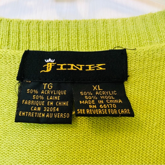 FINK Sweater Vest Houndstooth Lime Green Vintage Y2K 90 URBAN OUTFITTERS size XL - Picture 9 of 15